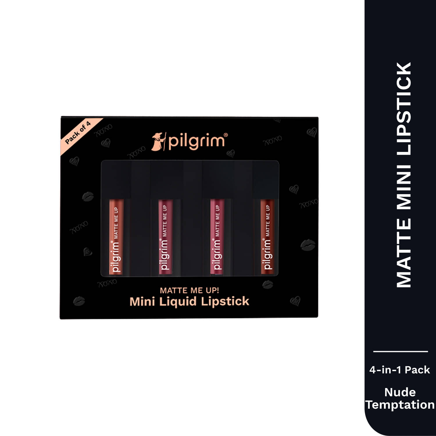     			Pilgrim Nude Temptation Mini Liquid Lipstick 4 In 1 pack Make Up,For All Skin Type,1 Ml X 4 Units (pack Of 1)