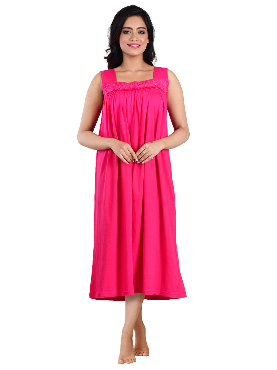 PIYALI'S CREATION WOMEN'S Pink Hosiery Women's Nightwear Nighty & Night Gowns ( Pack of 1 )     			PIYALI'S CREATION WOMEN'S Pink Hosiery Women's Nightwear Nighty & Night Gowns ( Pack of 1 )