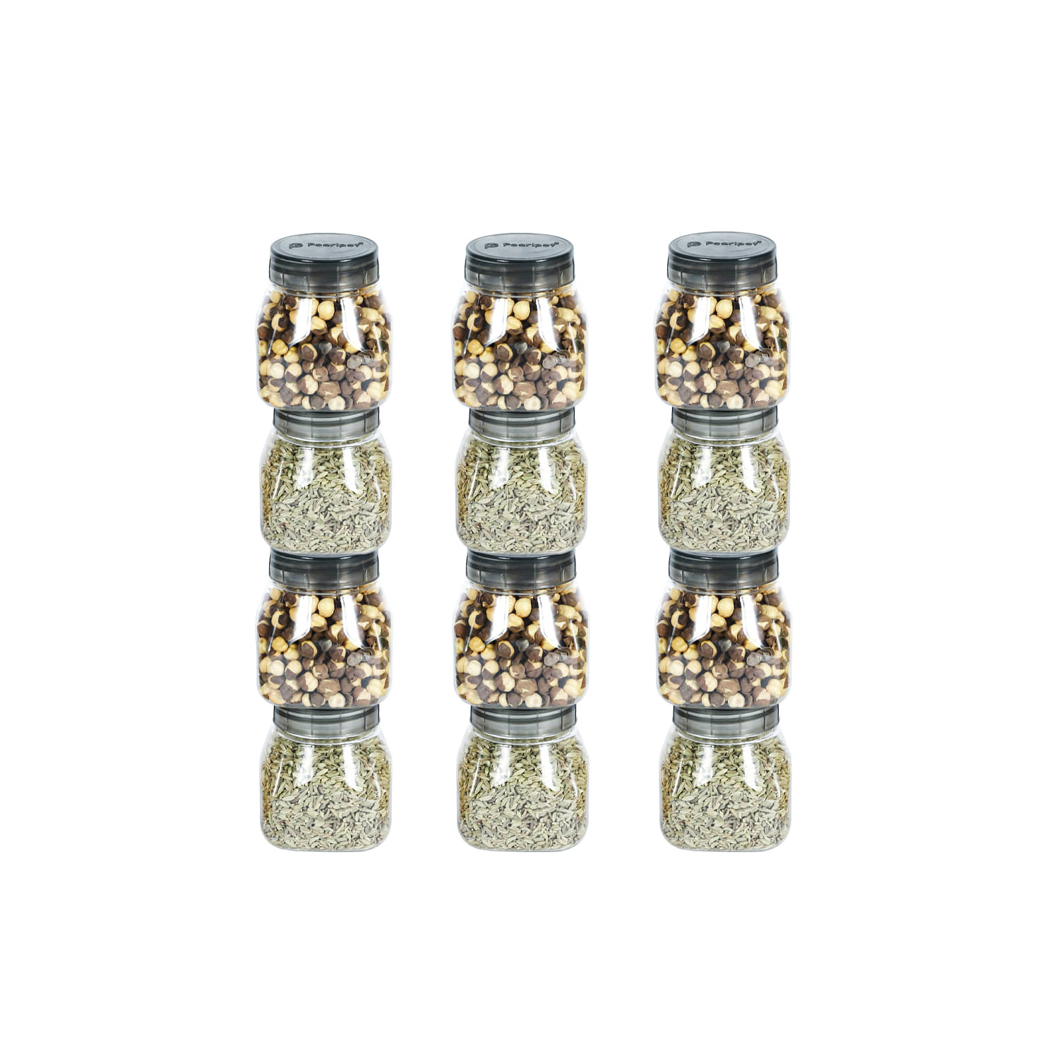 PearlPet SpaceSaver-BlackCap Plastic Black Multi-Purpose Container ( Set of 12 ) PearlPet SpaceSaver-BlackCap Plastic Black Multi-Purpose Container ( Set of 12 )