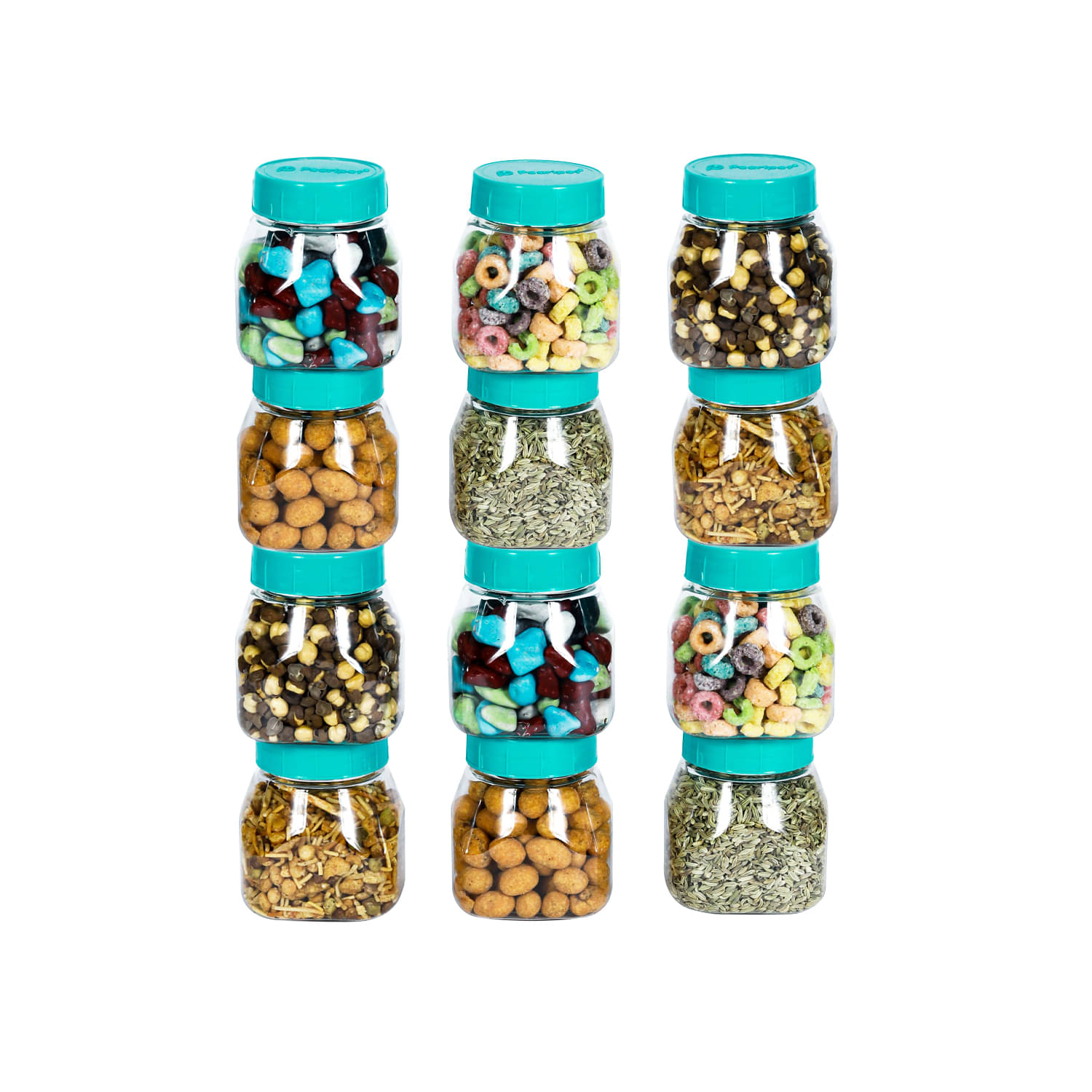 PearlPet SpaceSaver-GreenCap Plastic Green Multi-Purpose Container ( Set of 12 ) PearlPet SpaceSaver-GreenCap Plastic Green Multi-Purpose Container ( Set of 12 )