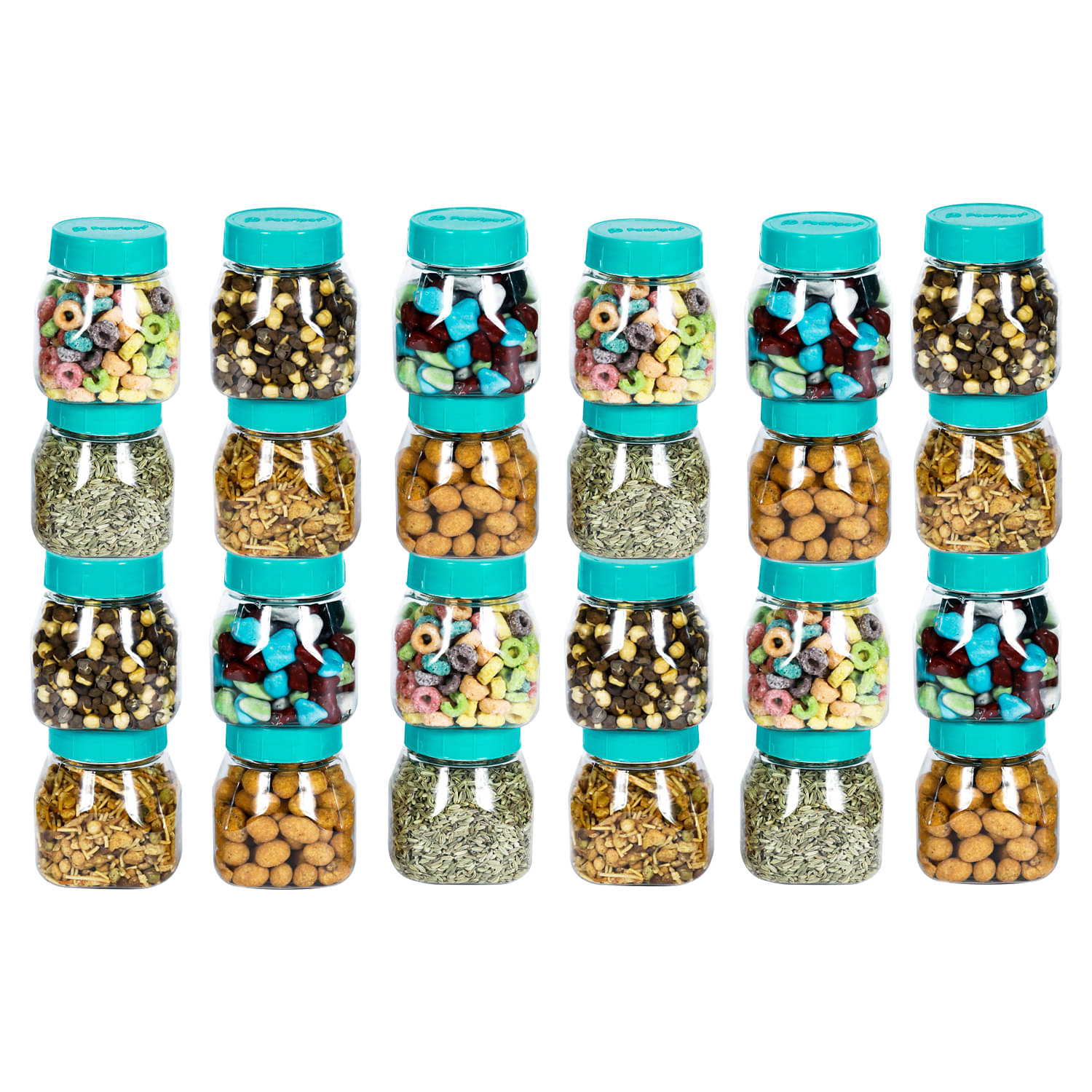     			PearlPet SpaceSaver-GreenCap Plastic Green Multi-Purpose Container ( Set of 24 )