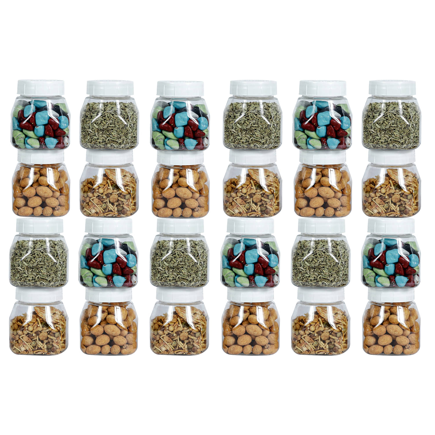 PearlPet SpaceSaver-WhiteCap Plastic White Multi-Purpose Container ( Set of 24 ) PearlPet SpaceSaver-WhiteCap Plastic White Multi-Purpose Container ( Set of 24 )