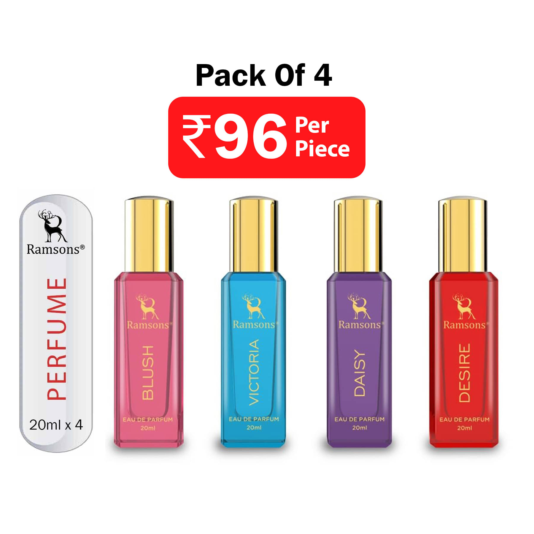 Ramsons - PREMIUM FOR WOMEN Gift Set EDP A Set of 4 Premium Perfumes 20 ml (Pack of 4) Ramsons - PREMIUM FOR WOMEN Gift Set EDP A Set of 4 Premium Perfumes 20 ml (Pack of 4)