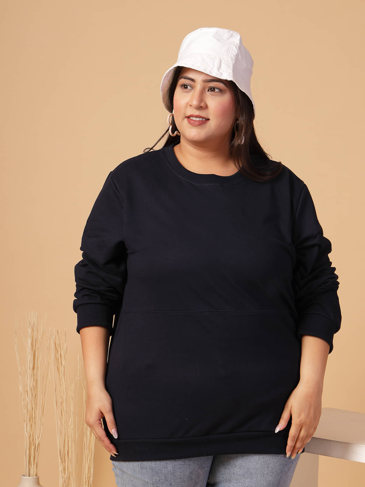 Rigo Women Cotton Round Neck Sweatshirt ( Navy Blue ) Rigo Women Cotton Round Neck Sweatshirt ( Navy Blue )