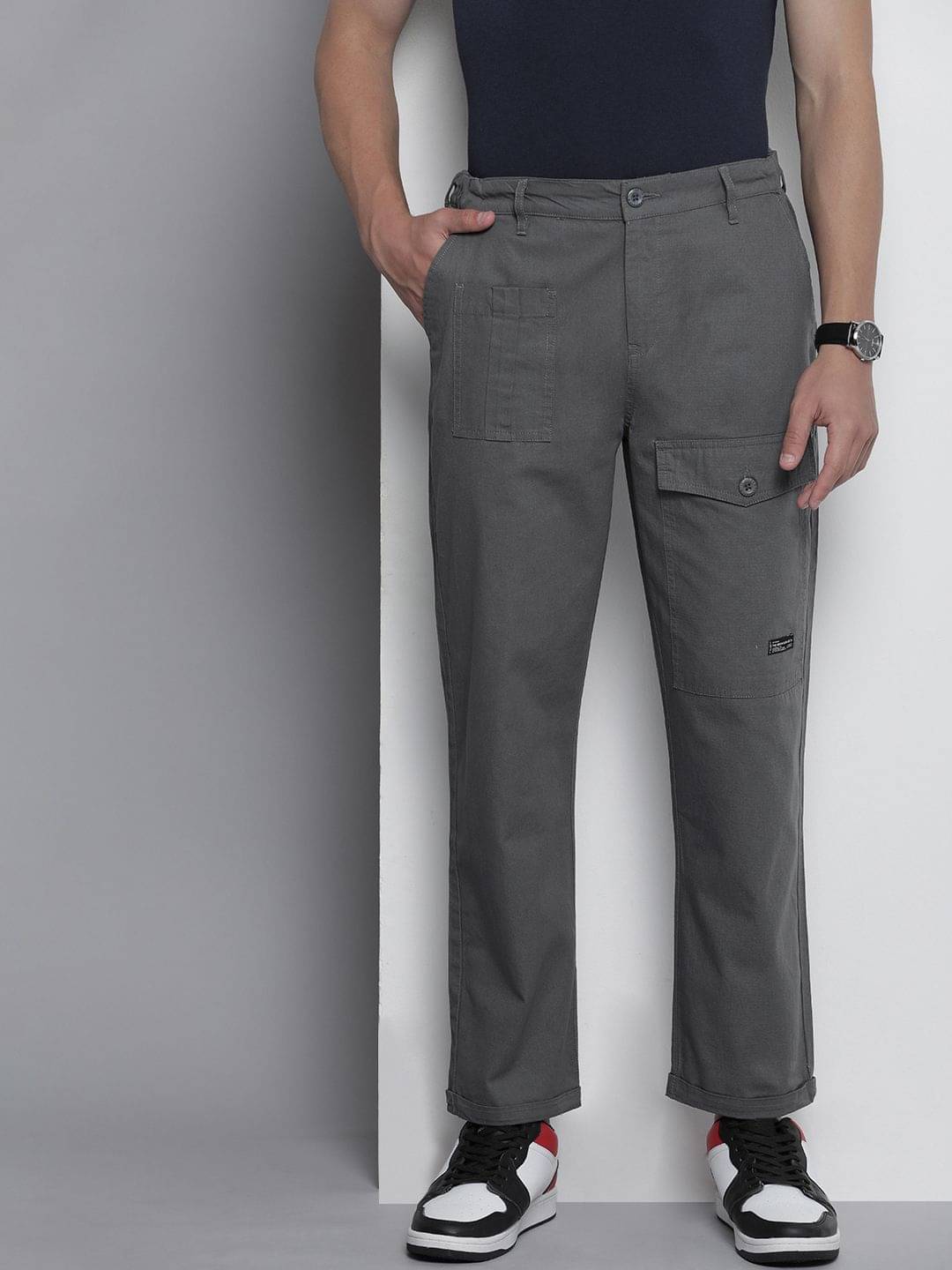     			The Indian Garage Co. Relax Flat Men's Chinos - Grey ( Pack of 1 )