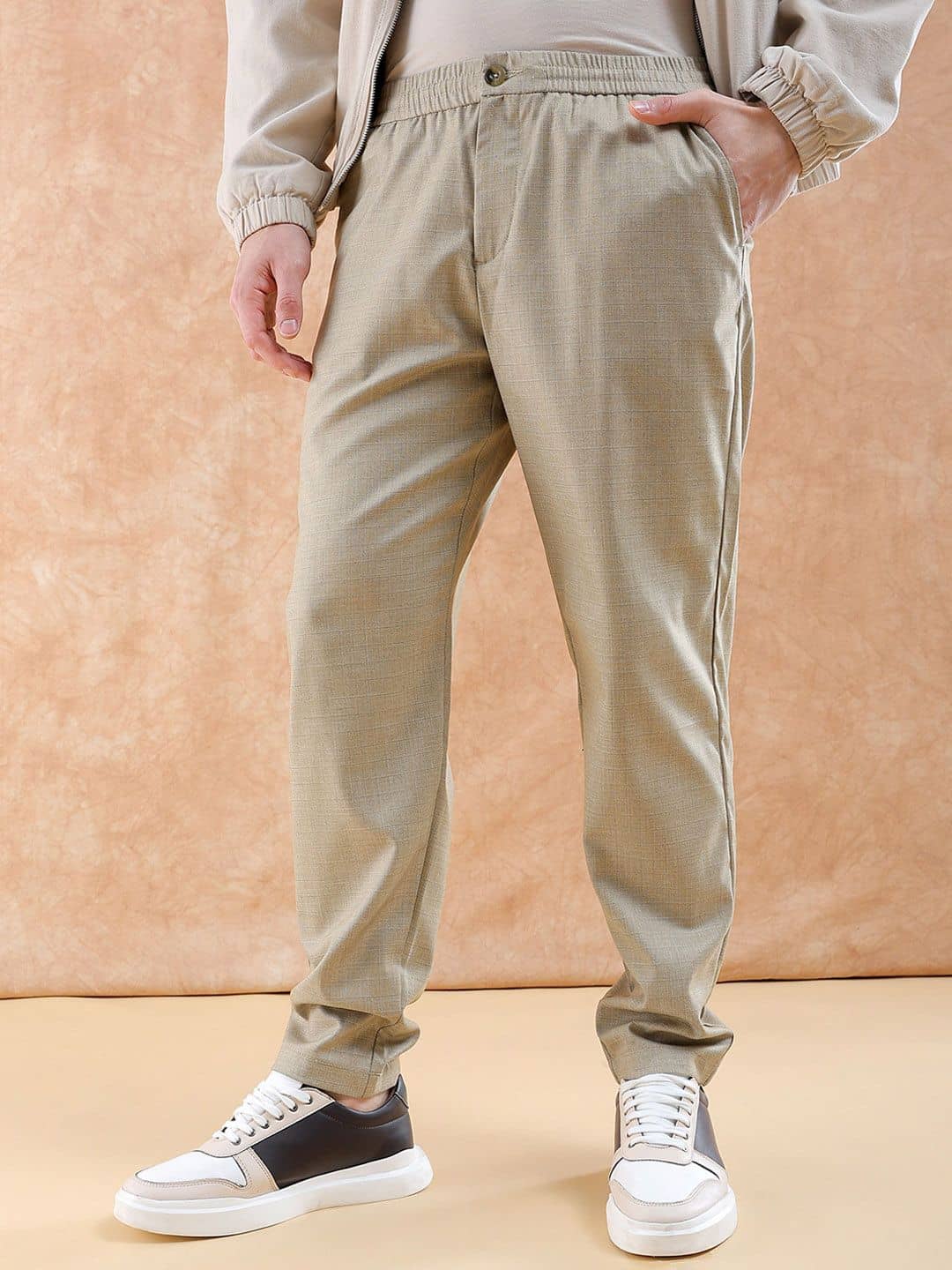 The Indian Garage Co. Tapered Flat Men's Chinos - Khaki ( Pack of 1 ) - Trousers | Buy online on ZillyBuy