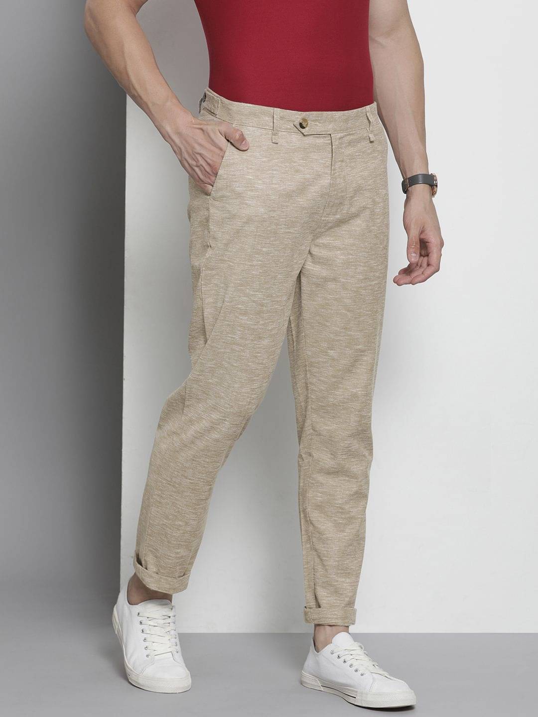     			The Indian Garage Co. Tapered Flat Men's Chinos - Beige ( Pack of 1 )