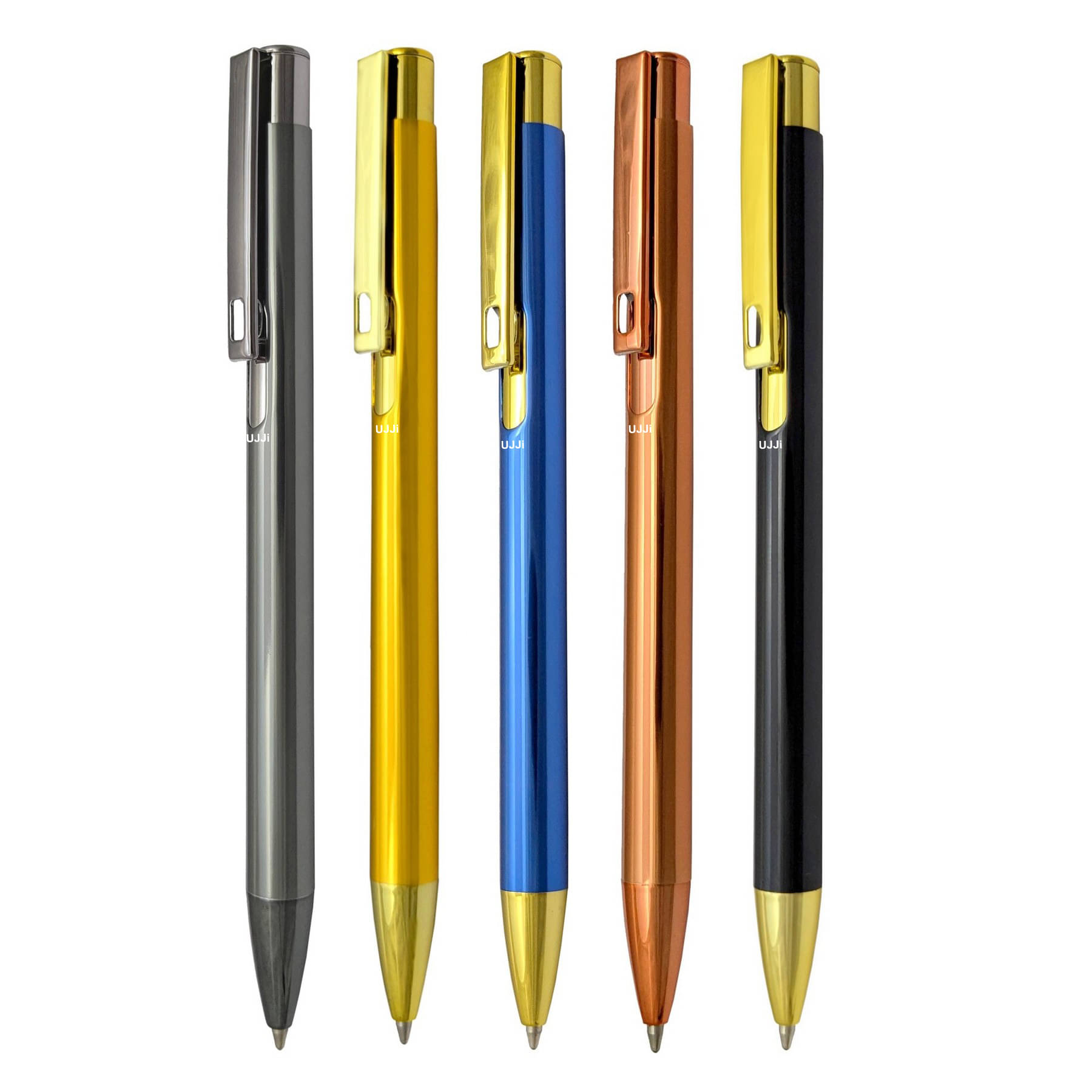     			UJJi Shiny Gloss Finish Multi Colour Metal Pack of 5 Ball Pen