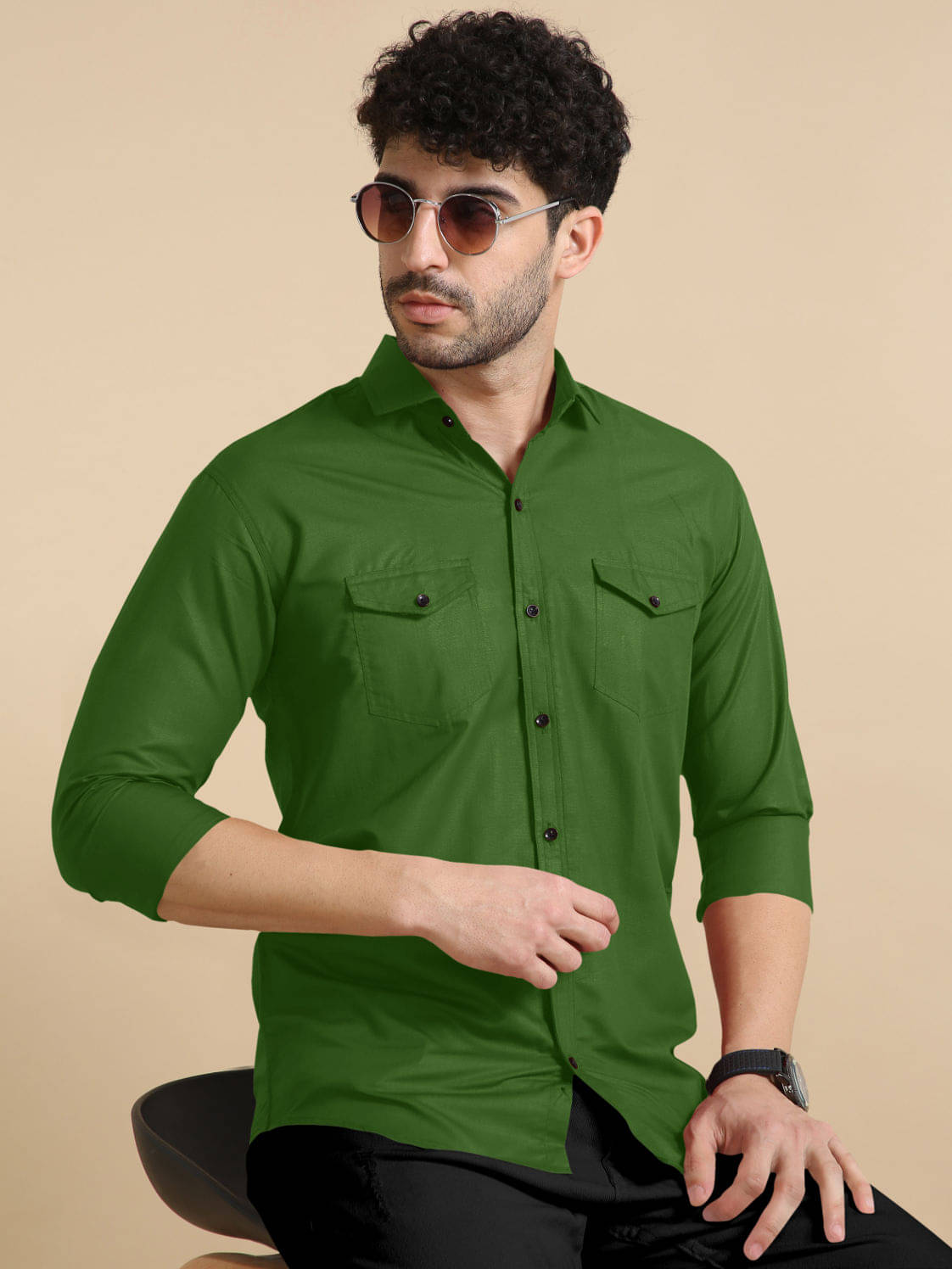     			VTEXX Cotton Blend Regular Fit Solids Full Sleeves Men's Casual Shirt - Fluorescent Green ( Pack of 1 )