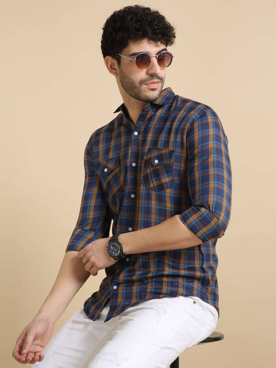 VTEXX Cotton Blend Regular Fit Checks Full Sleeves Men's Casual Shirt - Brown ( Pack of 1 ) VTEXX Cotton Blend Regular Fit Checks Full Sleeves Men's Casual Shirt - Brown ( Pack of 1 )