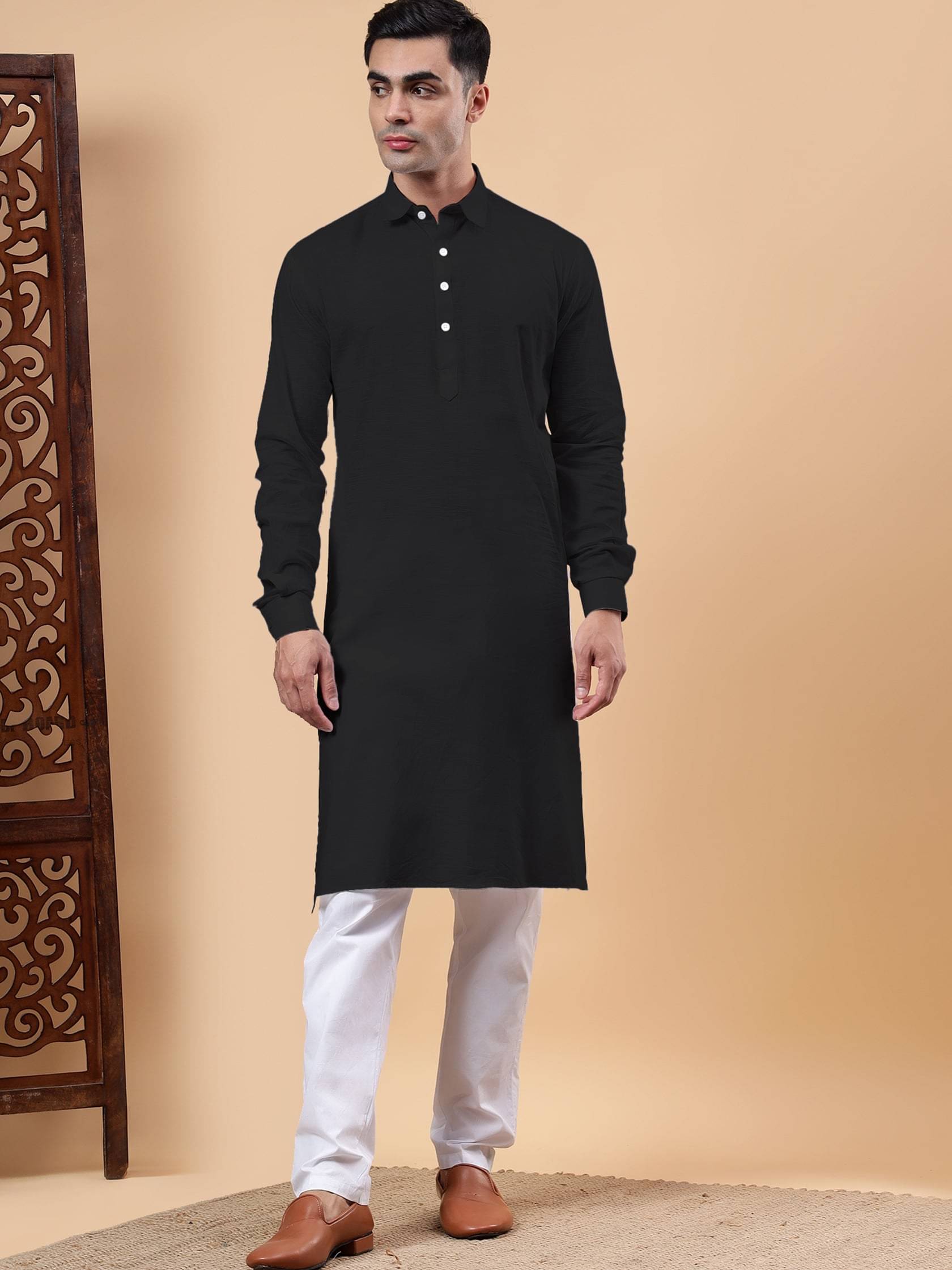Yugnik Black Cotton Regular Fit Men's Kurta Pyjama Set ( Pack of 1 ) Yugnik Black Cotton Regular Fit Men's Kurta Pyjama Set ( Pack of 1 )