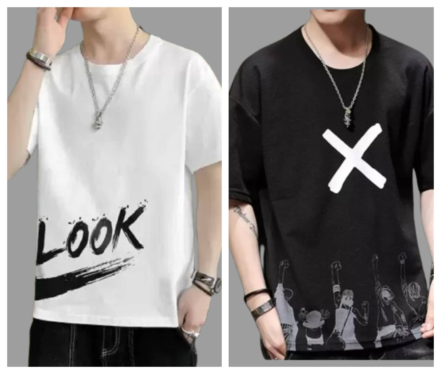     			attitude start of fashion Polyester Regular Fit Printed Half Sleeves Men's Round T-Shirt - Black ( Pack of 2 )