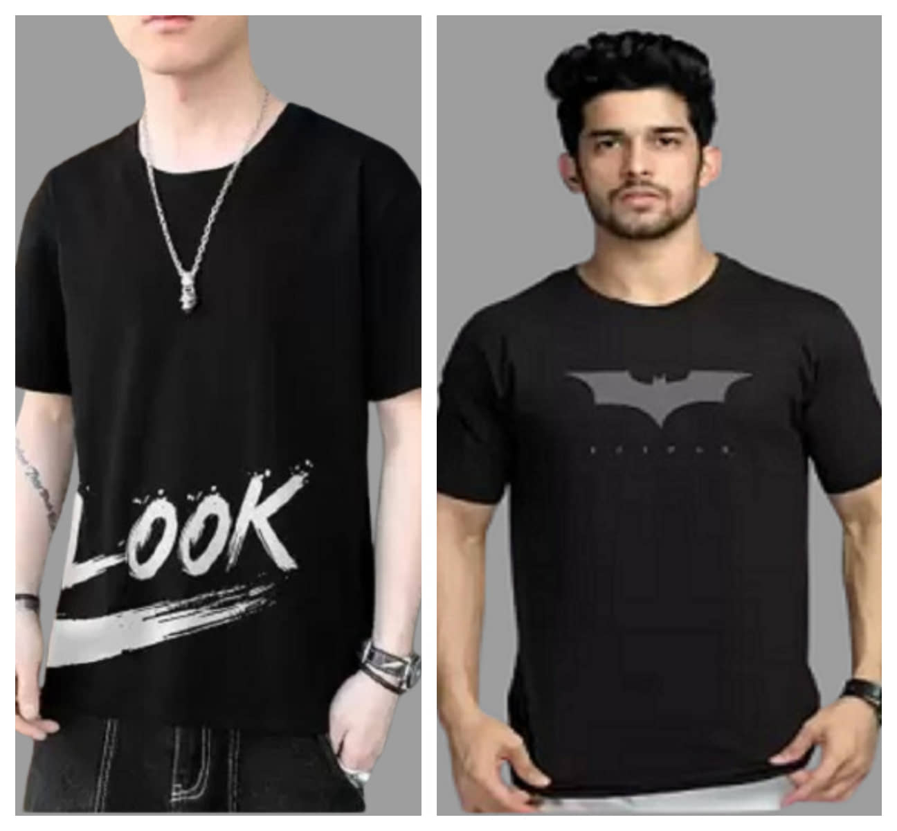 attitude start of fashion Polyester Regular Fit Printed Half Sleeves Men's Round T-Shirt - Black ( Pack of 2 )