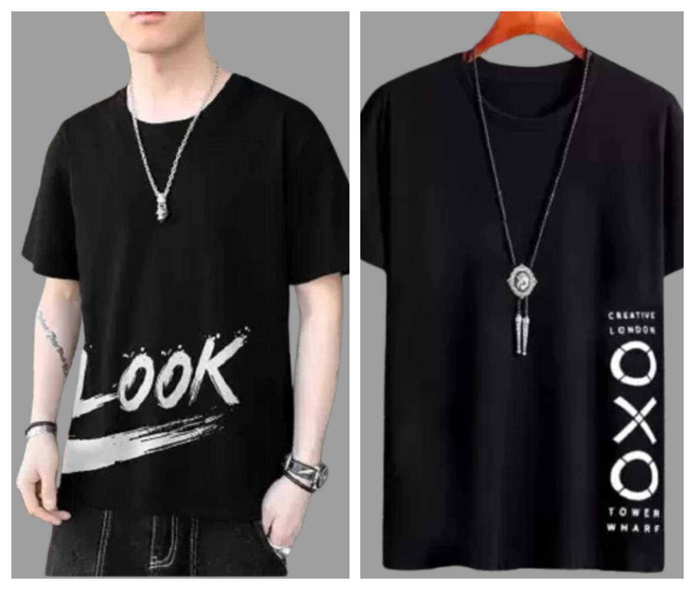     			attitude start of fashion Polyester Regular Fit Printed Half Sleeves Men's Round T-Shirt - Black ( Pack of 2 )