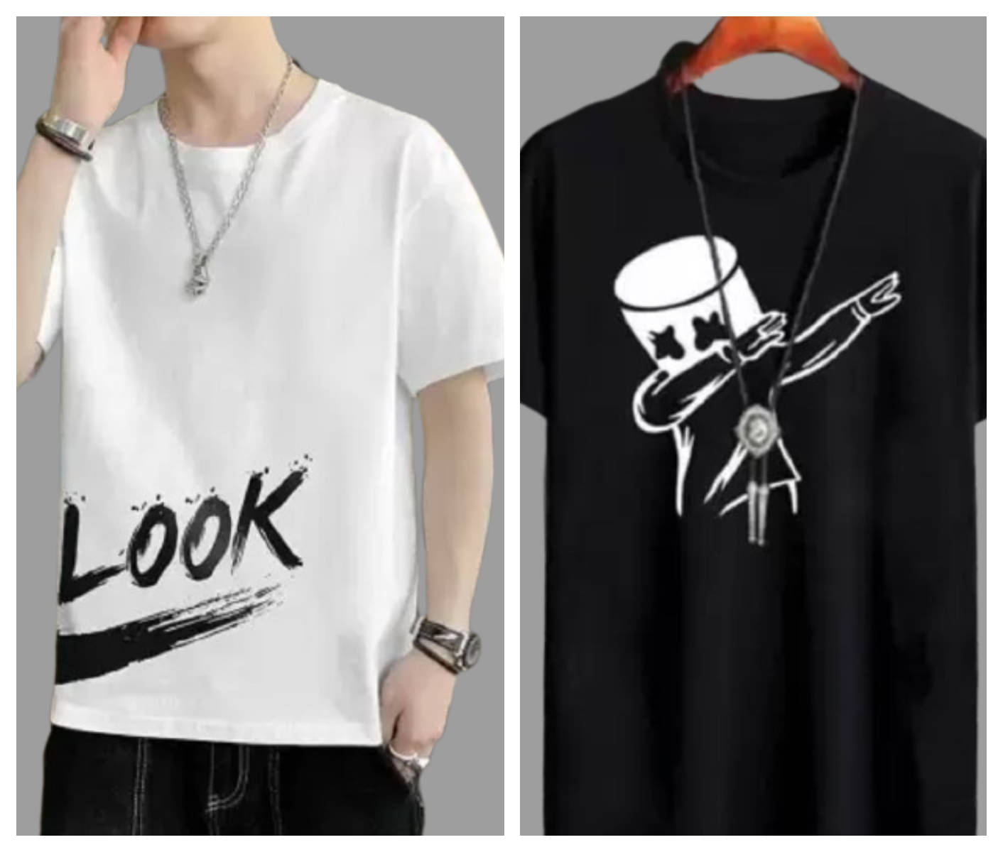     			attitude start of fashion Polyester Regular Fit Printed Half Sleeves Men's Round T-Shirt - Black ( Pack of 2 )