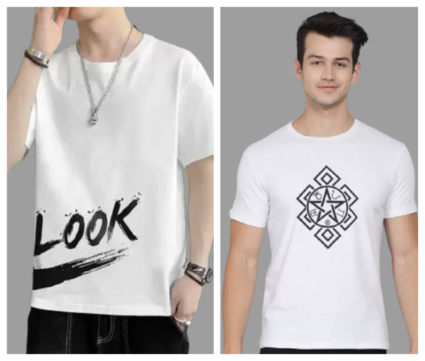     			attitude start of fashion Polyester Regular Fit Printed Half Sleeves Men's Round T-Shirt - White ( Pack of 2 )