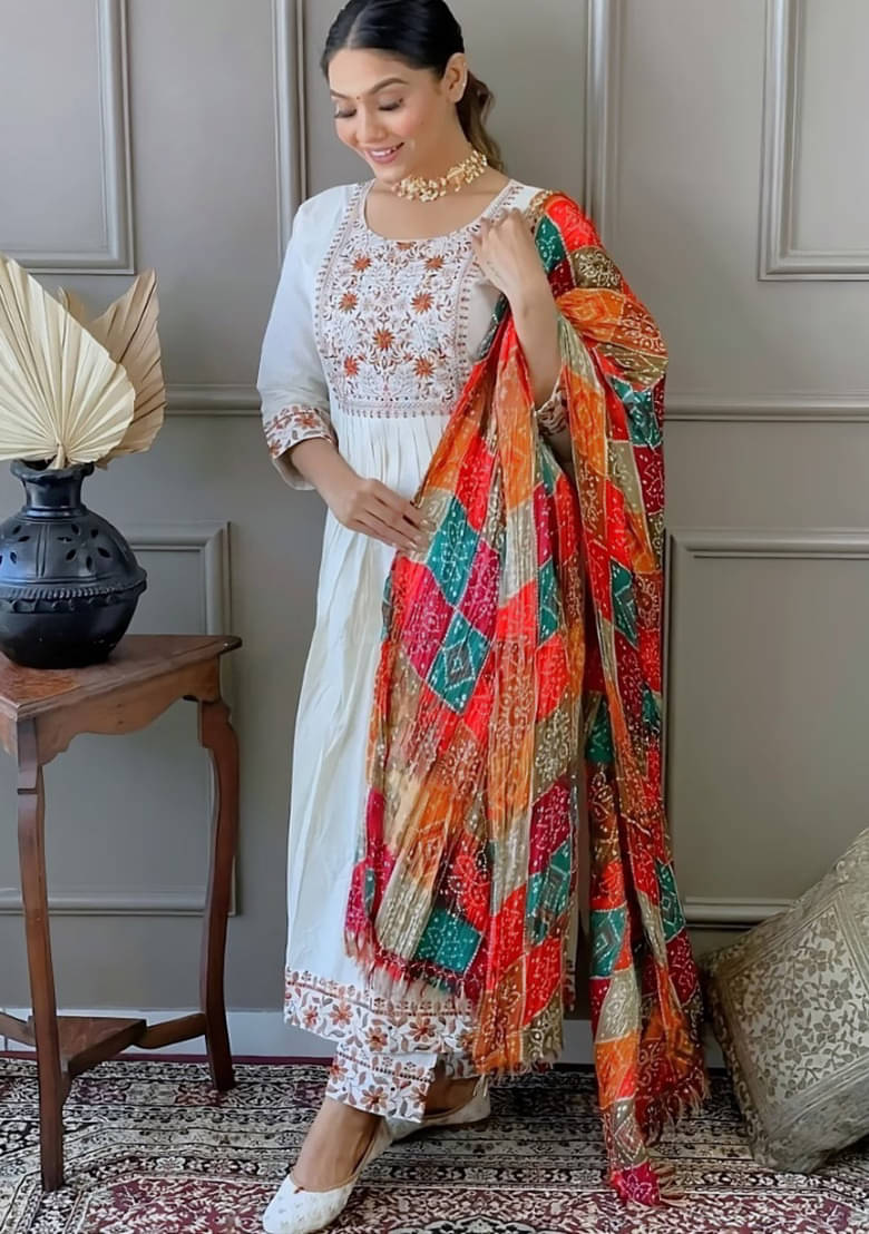 kedar fab Cotton Blend Printed Kurti With Pants Women's Stitched Salwar Suit - White ( Pack of 1 )     			kedar fab Cotton Blend Printed Kurti With Pants Women's Stitched Salwar Suit - White ( Pack of 1 )