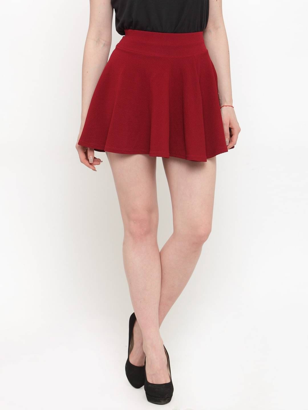 ADOKEDO Maroon Polyester Women's Flared Skirt ( Pack of 1 ) ADOKEDO Maroon Polyester Women's Flared Skirt ( Pack of 1 )