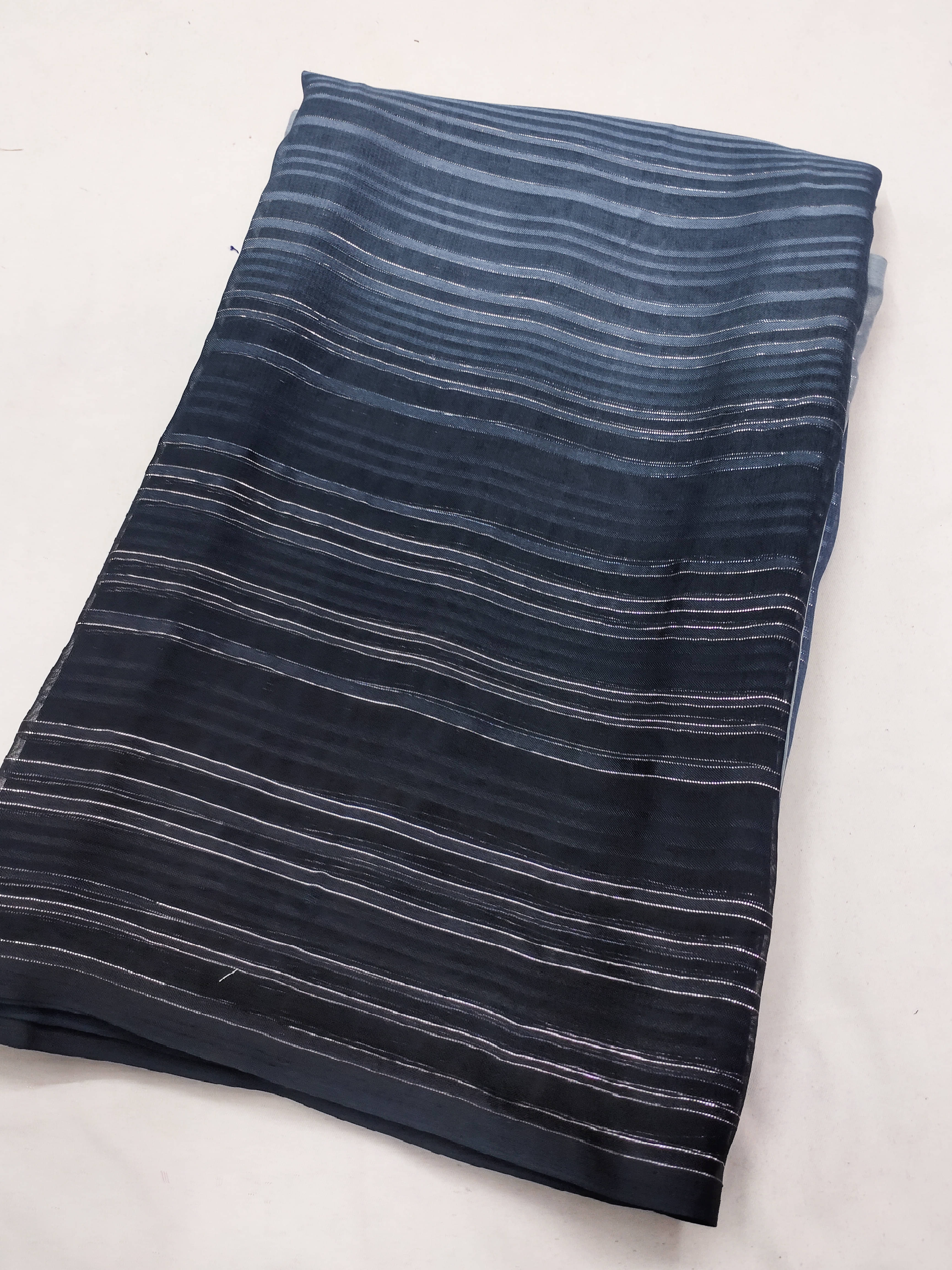     			ANAND SAREES Satin Striped Saree With Unstitched Blouse Piece ( Black )