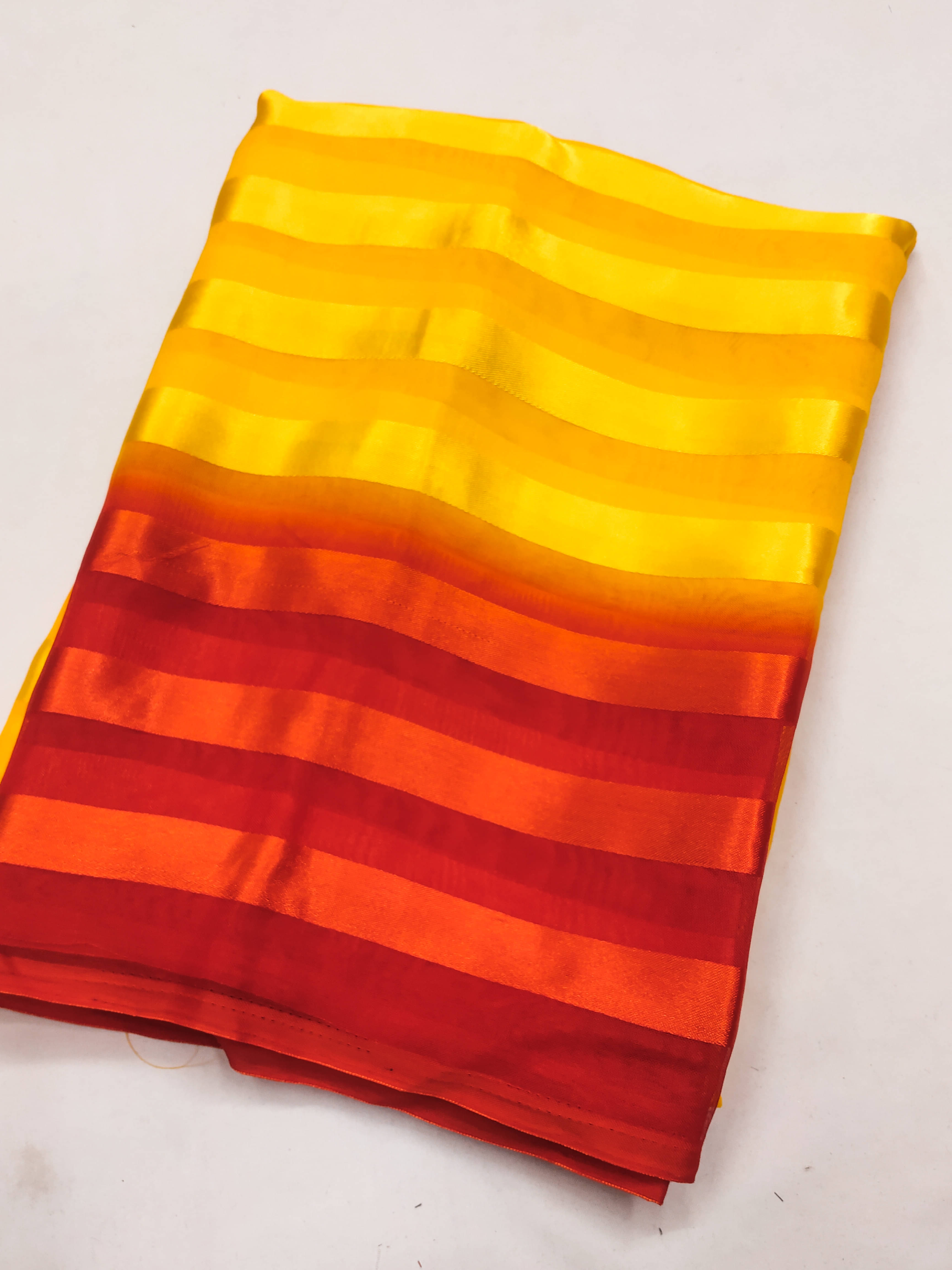     			ANAND SAREES Satin Striped Saree With Unstitched Blouse Piece ( Yellow )