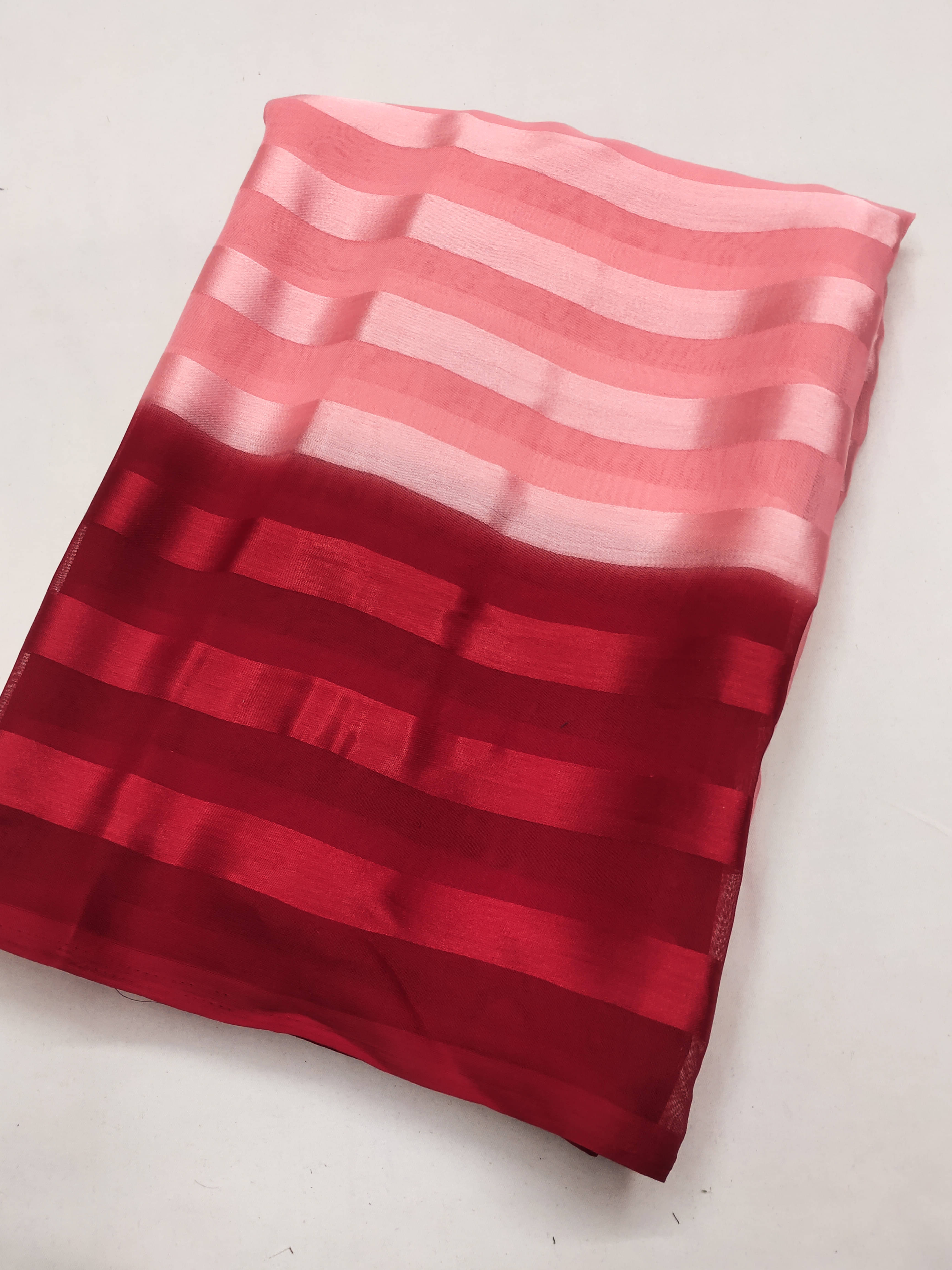ANAND SAREES Satin Striped Saree With Unstitched Blouse Piece ( Pink ) ANAND SAREES Satin Striped Saree With Unstitched Blouse Piece ( Pink )