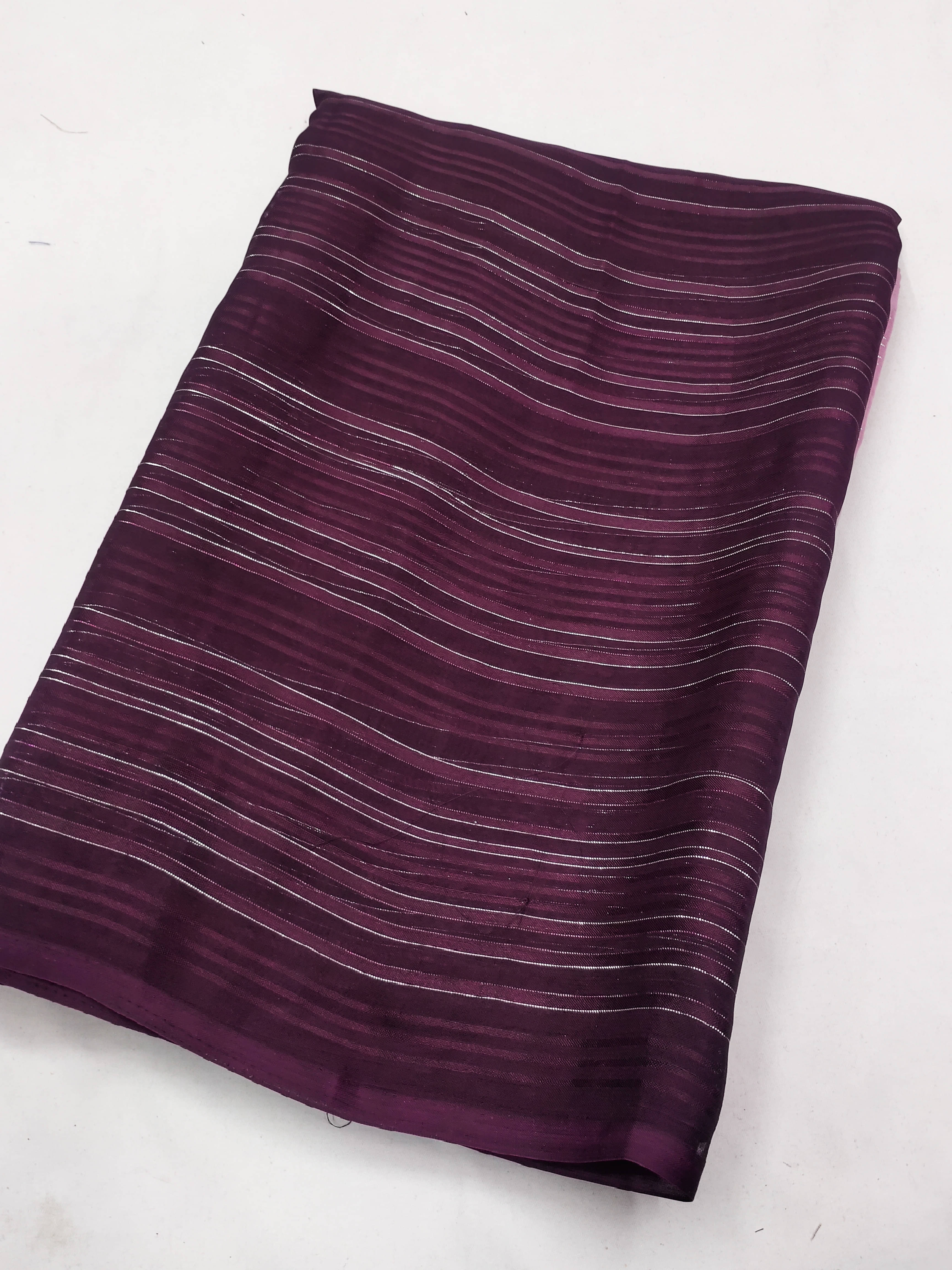 ANAND SAREES Satin Striped Saree With Unstitched Blouse Piece ( Magenta ) ANAND SAREES Satin Striped Saree With Unstitched Blouse Piece ( Magenta )