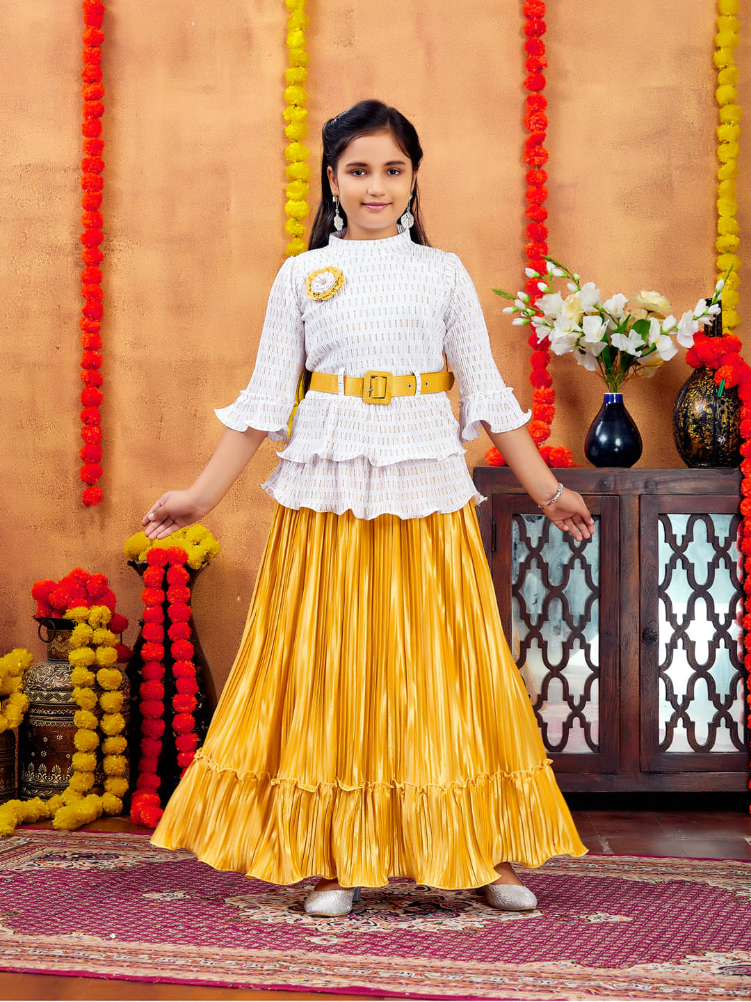     			Aarika Polyester Lehenga Skirt For Girls ( Pack of 1 , Beige )
