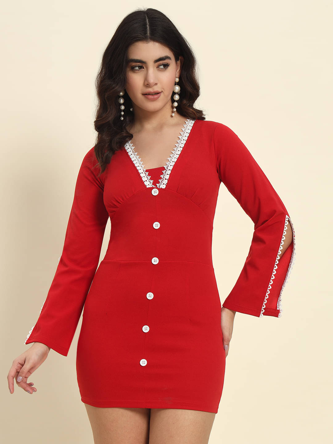 Addyvero Polyester Solid Above Knee Women's Bodycon Dress - Red ( Pack of 1 ) Addyvero Polyester Solid Above Knee Women's Bodycon Dress - Red ( Pack of 1 )