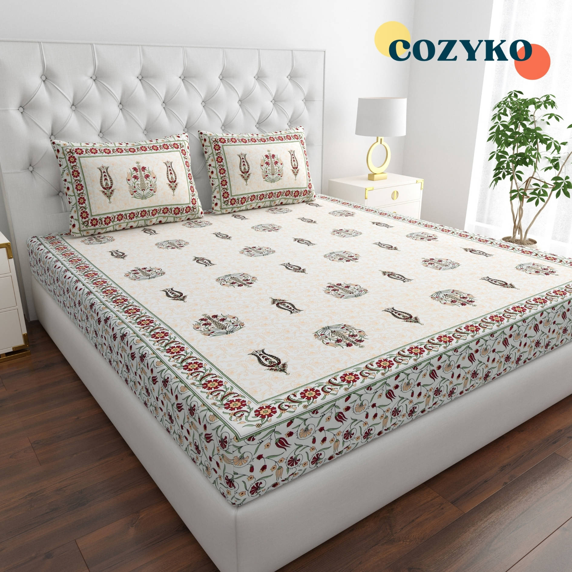 COZYKO Cotton 1 Double King Bedsheet with 2 Pillow Covers ( White ) COZYKO Cotton 1 Double King Bedsheet with 2 Pillow Covers ( White )