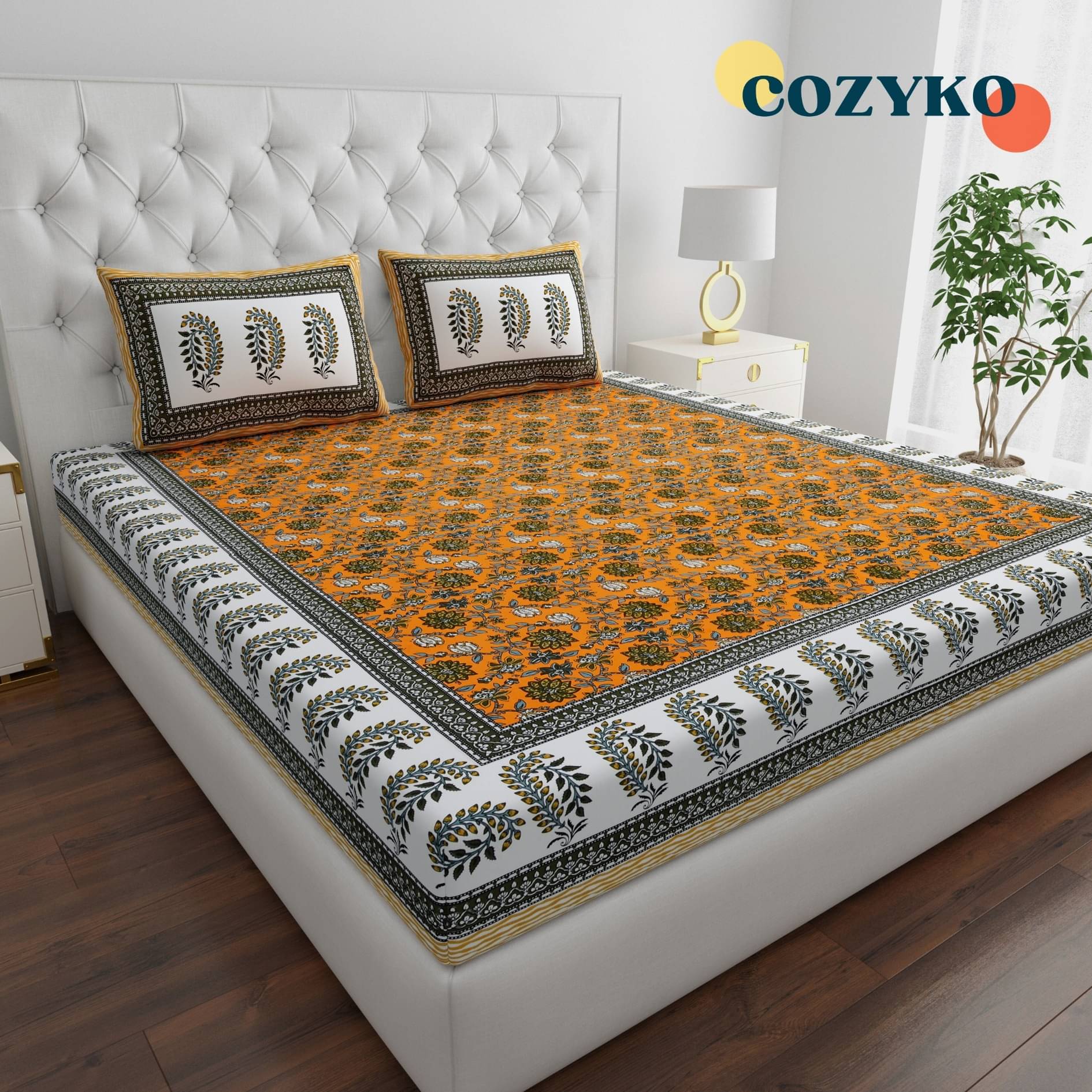 COZYKO Cotton 1 Double King Bedsheet with 2 Pillow Covers ( Yellow ) COZYKO Cotton 1 Double King Bedsheet with 2 Pillow Covers ( Yellow )