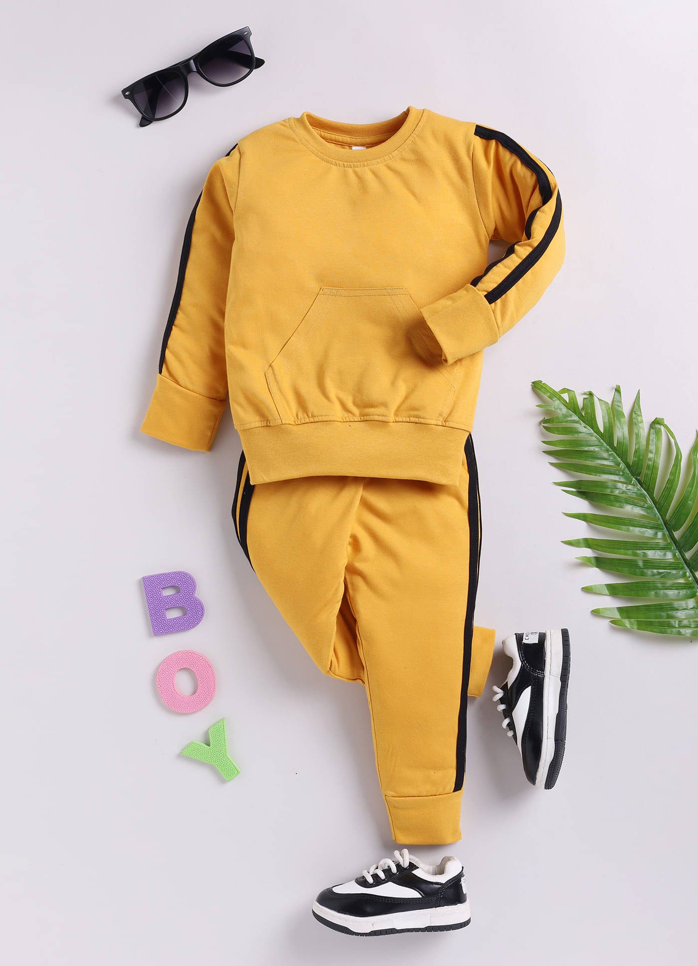 Chandrika Pack of 1 Unisex Cotton Blend Sweatshirt & Trackpant Set ( Mustard ) Chandrika Pack of 1 Unisex Cotton Blend Sweatshirt & Trackpant Set ( Mustard )