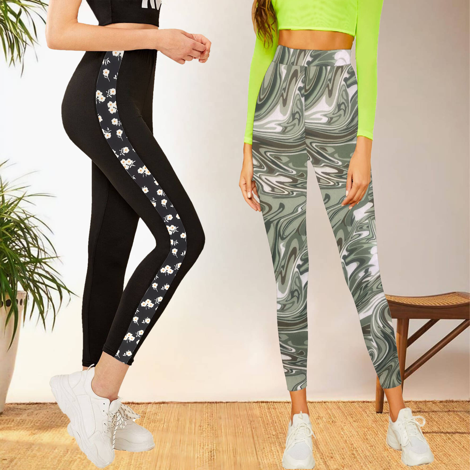     			DTR FASHION - Cotton Blend Regular Fit Multicolor Women's Jeggings ( Pack of 2 )