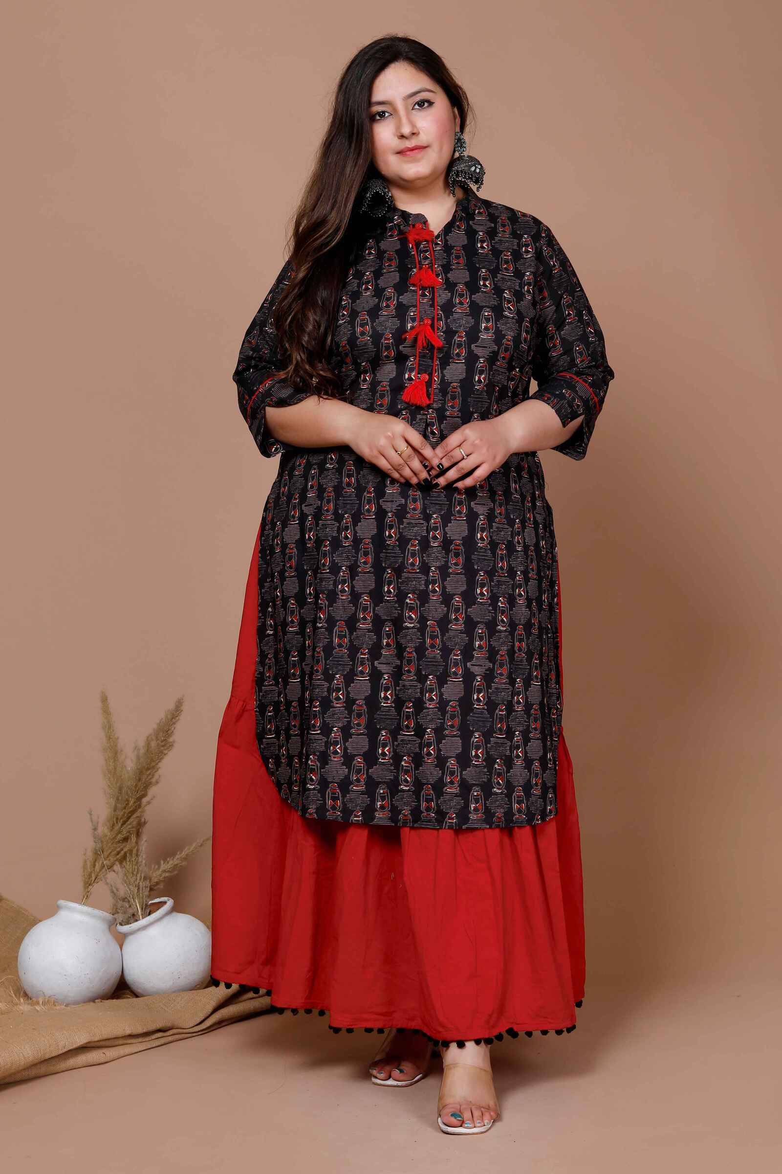 Doriyaan Cotton Printed Kurti With Skirt Women's Stitched Salwar Suit - Black ( Pack of 1 ) Doriyaan Cotton Printed Kurti With Skirt Women's Stitched Salwar Suit - Black ( Pack of 1 )