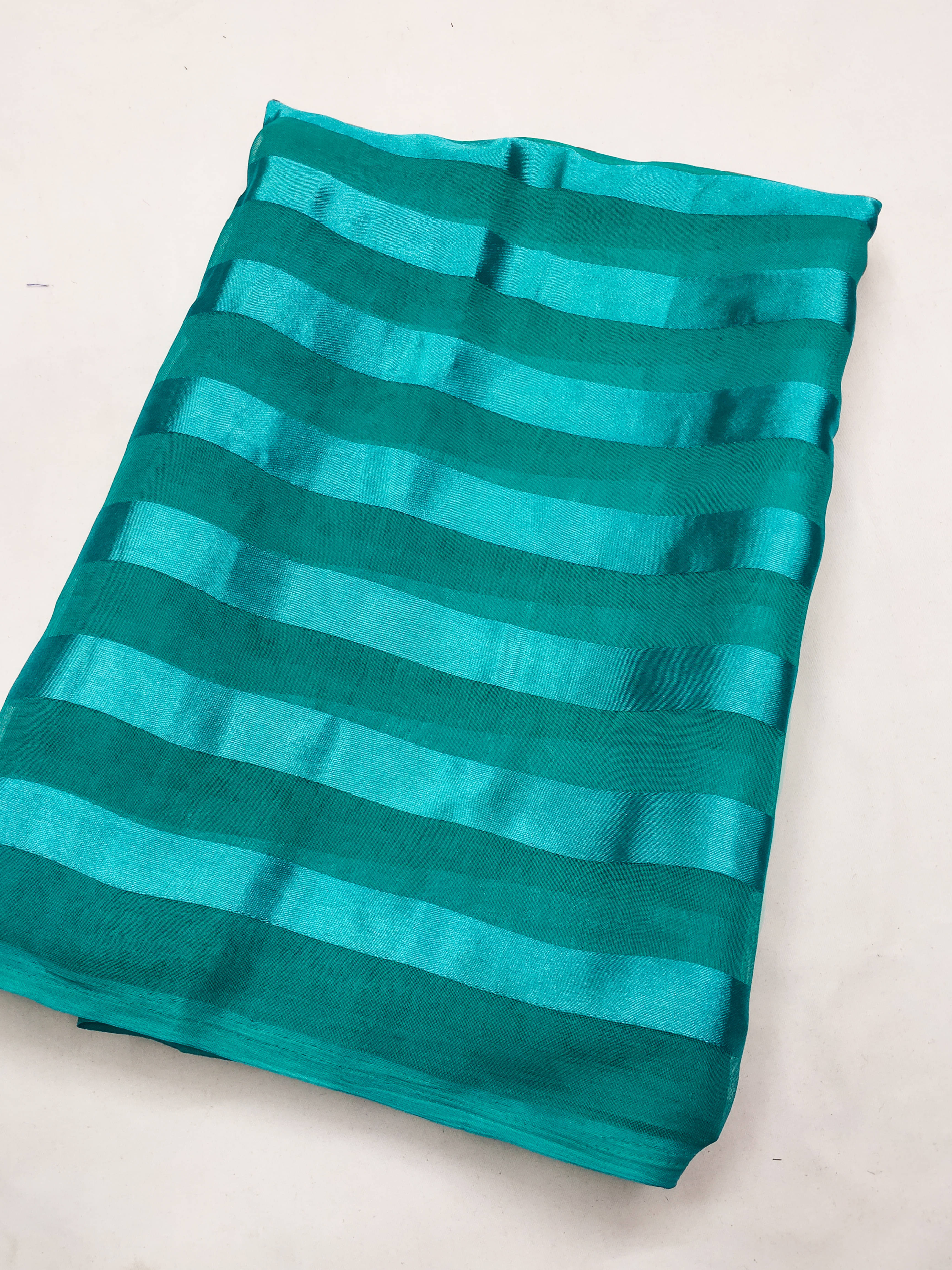 Kashvi Sarees Satin Striped Saree With Unstitched Blouse Piece ( Green ) Kashvi Sarees Satin Striped Saree With Unstitched Blouse Piece ( Green )