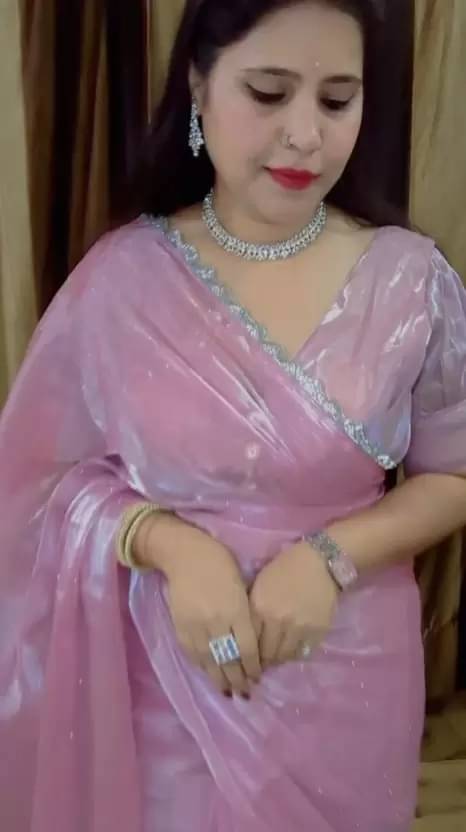 Lady Shopi Net Embellished Saree With Unstitched Blouse Piece ( Peach ) Lady Shopi Net Embellished Saree With Unstitched Blouse Piece ( Peach )
