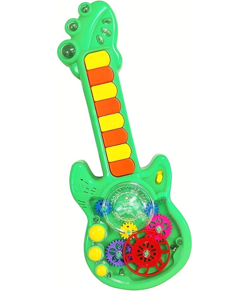 Mini Musical Gear Guitar Toy for Kids and Toddlers | Eight Key Switches, Piano Sound, Flashing Lights, Transparent Rotating Gear Mechanism (Multicolor) - Toys and Games | Buy online on ZillyBuy
