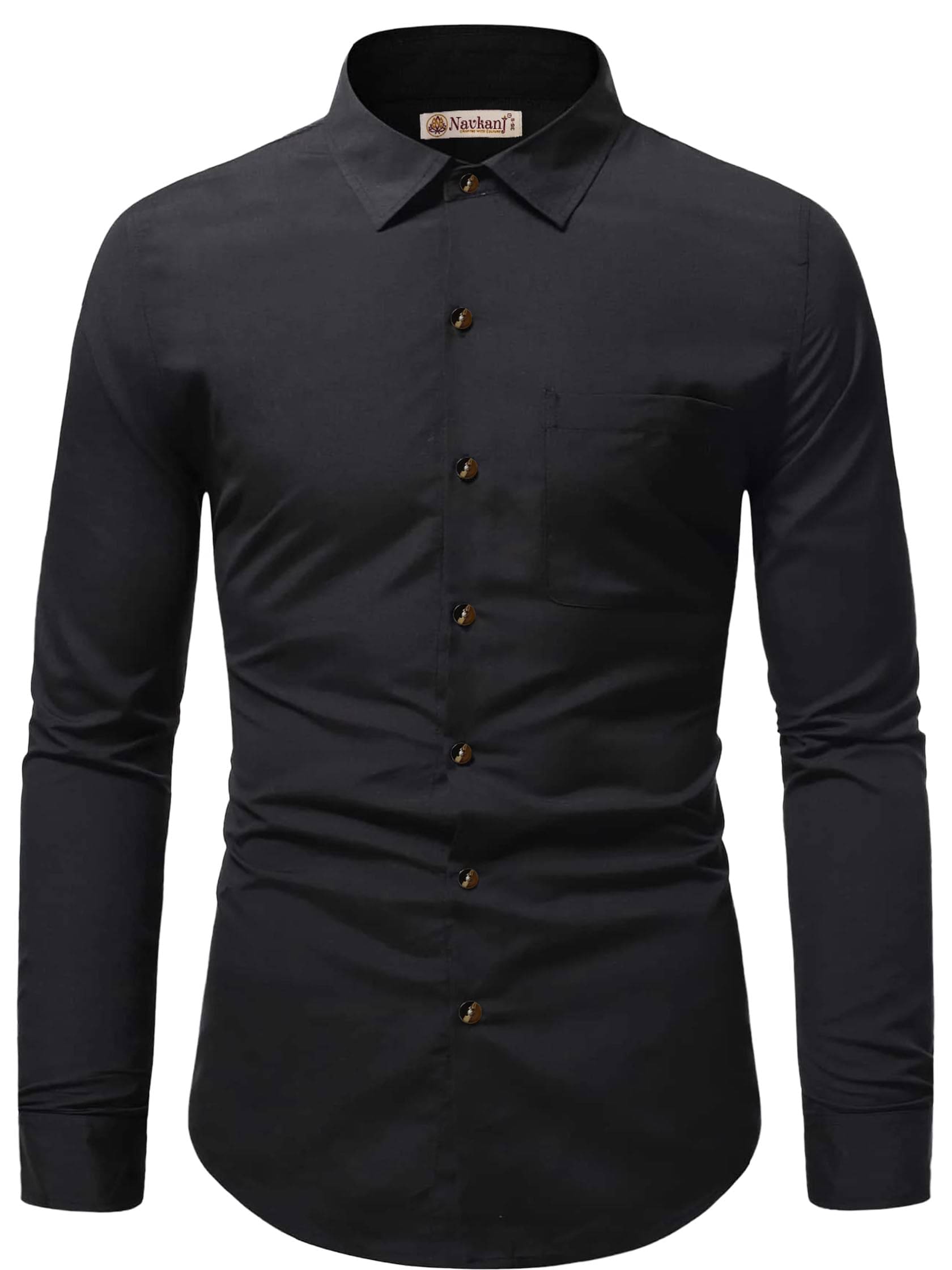 Navkanj Cotton Slim Fit Full Sleeves Men's Formal Shirt - Black ( Pack of 1 ) Navkanj Cotton Slim Fit Full Sleeves Men's Formal Shirt - Black ( Pack of 1 )