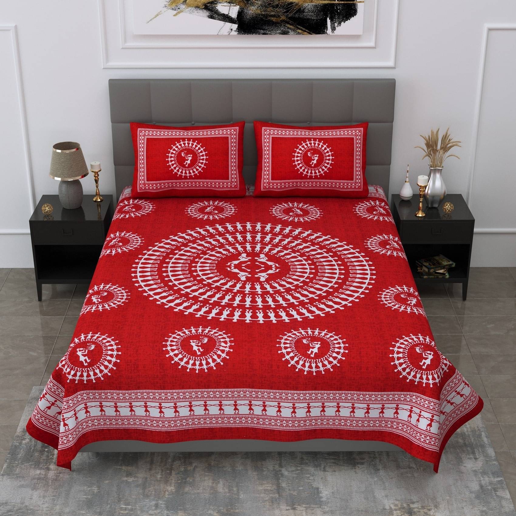 PETROSOLY Cotton 1 Double Bedsheet with 2 Pillow Covers ( Red ) PETROSOLY Cotton 1 Double Bedsheet with 2 Pillow Covers ( Red )