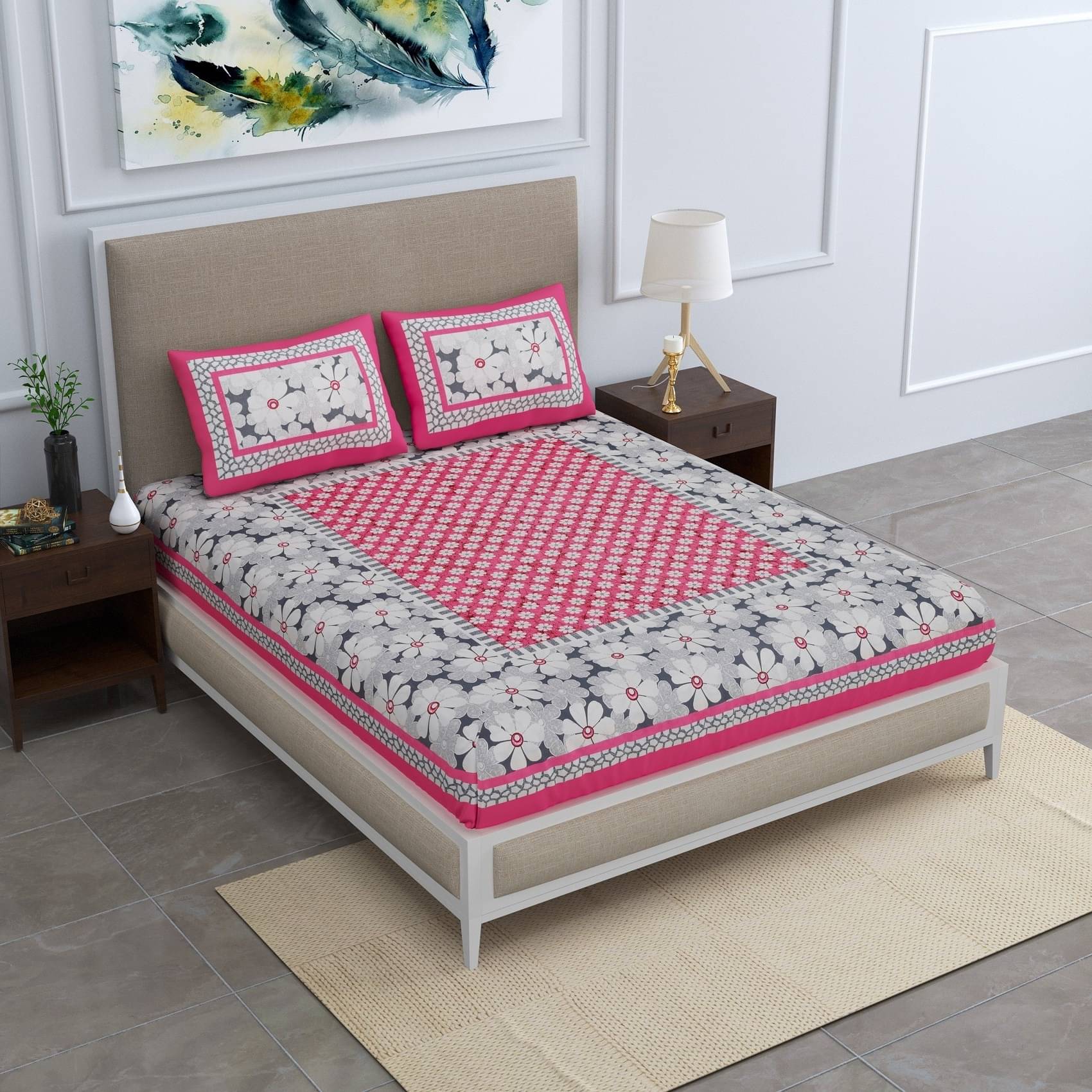 PETROSOLY Cotton 1 Double Bedsheet with 2 Pillow Covers ( Pink ) PETROSOLY Cotton 1 Double Bedsheet with 2 Pillow Covers ( Pink )