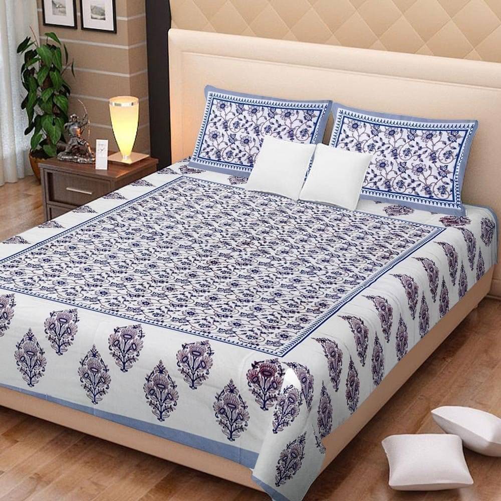     			PETROSOLY Cotton 1 Double Bedsheet with 2 Pillow Covers ( White )
