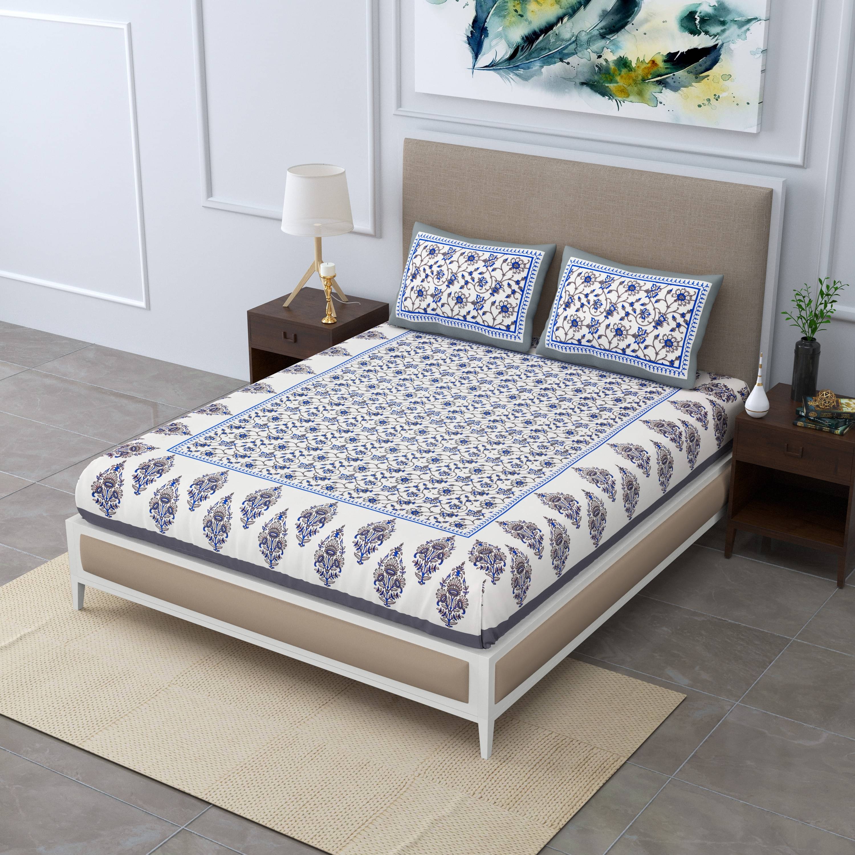     			PETROSOLY Cotton 1 Double Bedsheet with 2 Pillow Covers ( Grey )