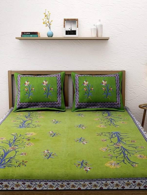 PETROSOLY Cotton 1 Double Queen Bedsheet with 2 Pillow Covers ( Green ) PETROSOLY Cotton 1 Double Queen Bedsheet with 2 Pillow Covers ( Green )