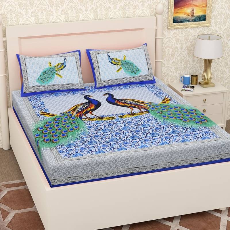 PETROSOLY Cotton 1 Double Queen Bedsheet with 2 Pillow Covers ( Blue ) PETROSOLY Cotton 1 Double Queen Bedsheet with 2 Pillow Covers ( Blue )