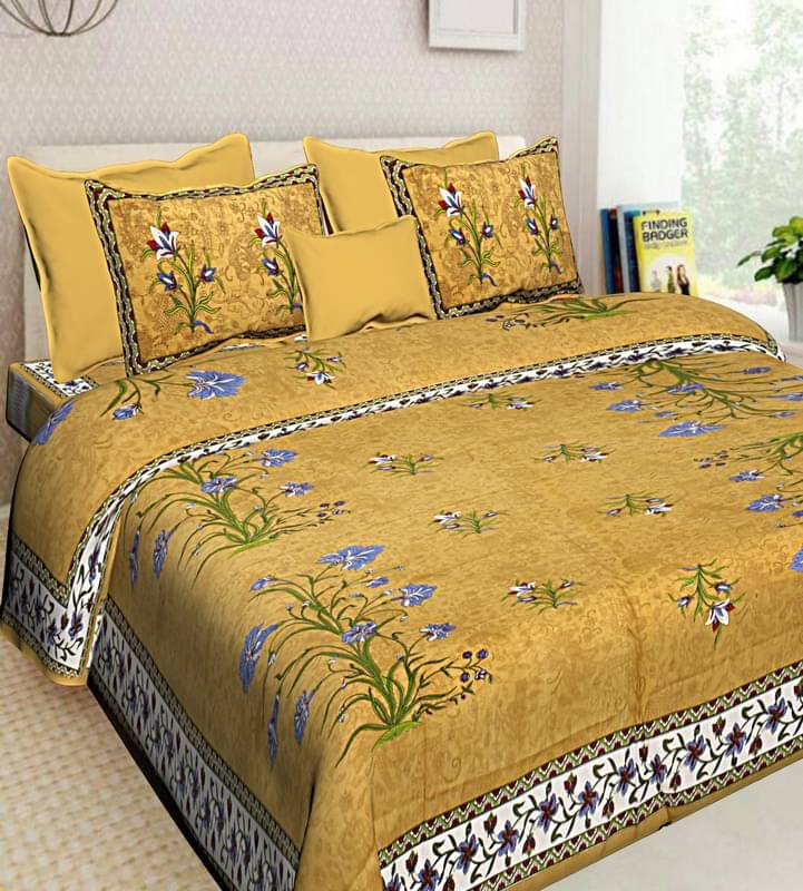     			PETROSOLY Cotton 1 Double Queen Bedsheet with 2 Pillow Covers ( Brown )