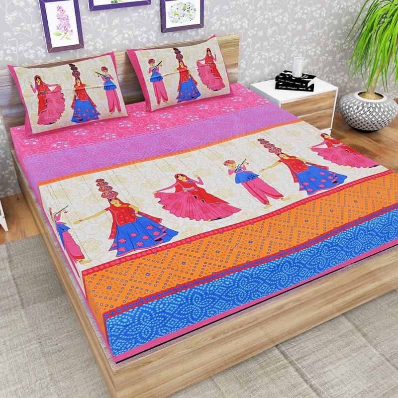     			PETROSOLY Cotton 1 Double Queen Bedsheet with 2 Pillow Covers ( Pink )