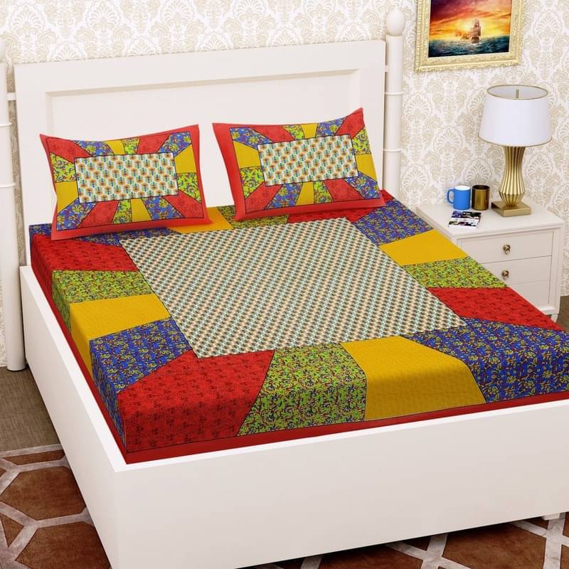    			PETROSOLY Cotton 1 Double Queen Bedsheet with 2 Pillow Covers ( Red )