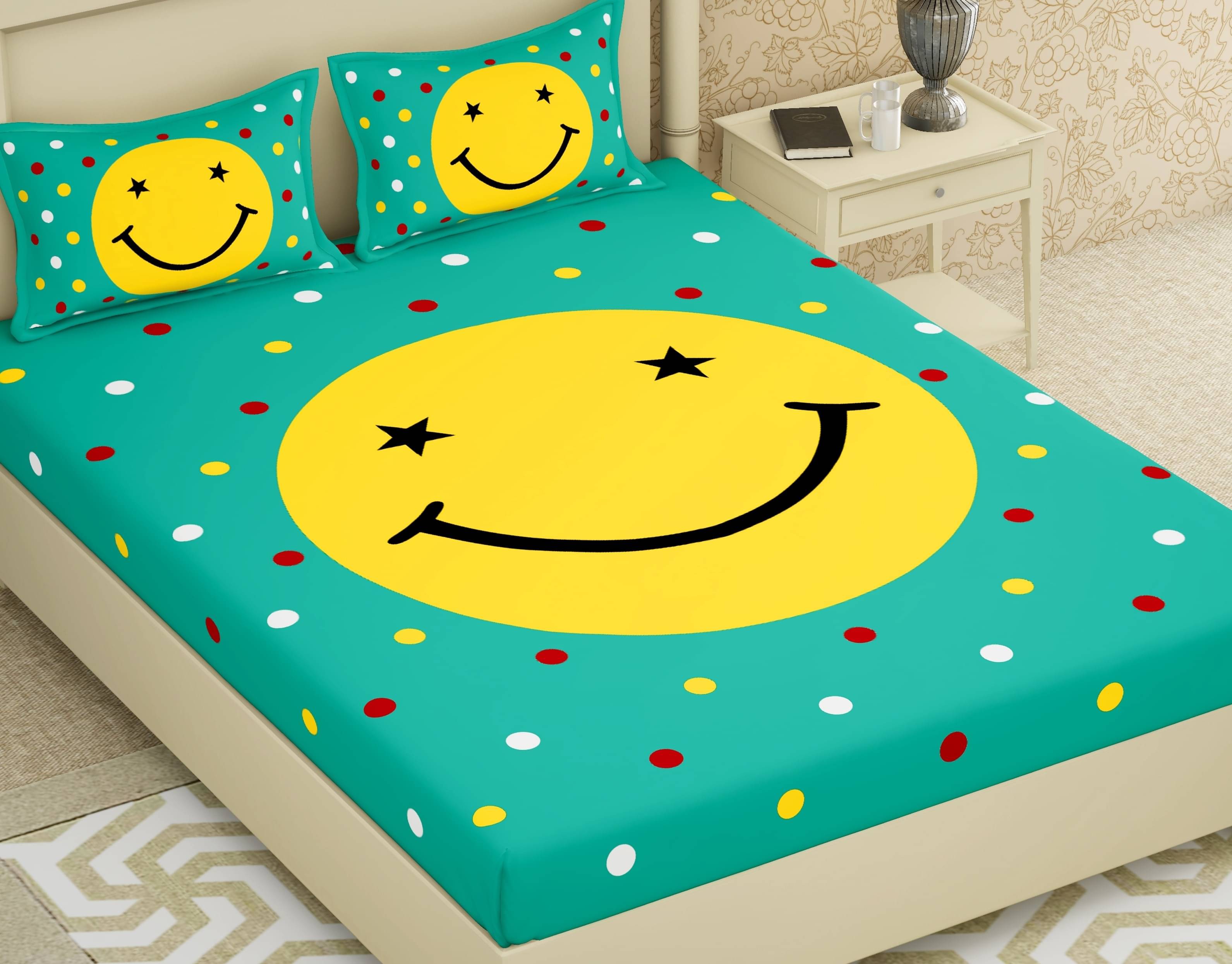     			PETROSOLY Cotton 1 Double Queen Bedsheet with 2 Pillow Covers ( Green )