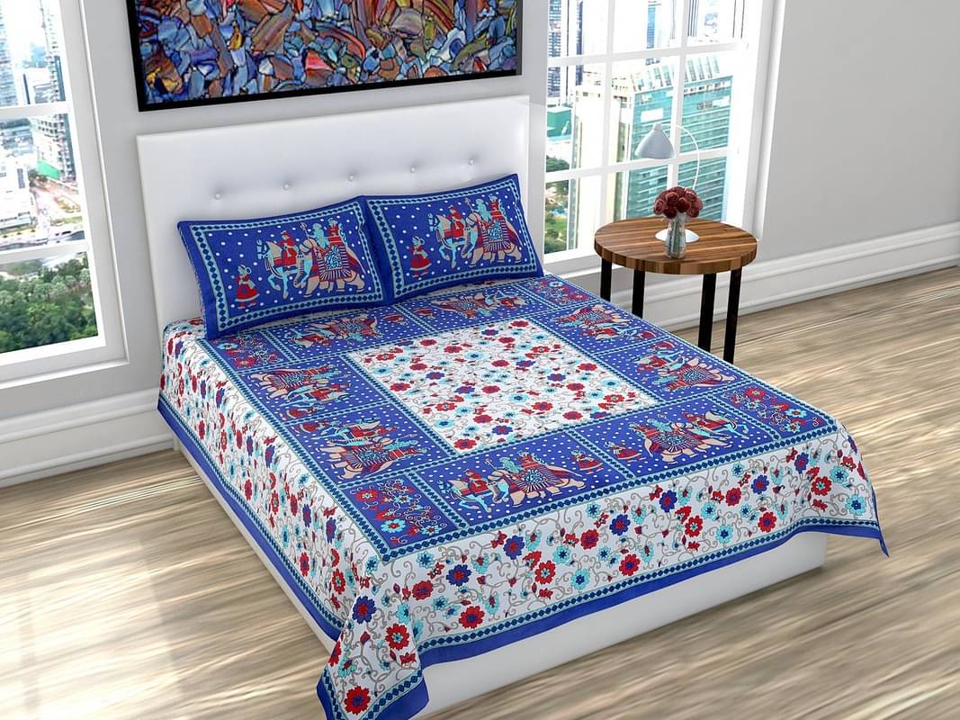 PETROSOLY Cotton 1 Double Queen Bedsheet with 2 Pillow Covers ( Blue )     			PETROSOLY Cotton 1 Double Queen Bedsheet with 2 Pillow Covers ( Blue )