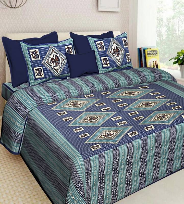 PETROSOLY Cotton 1 Double Queen Bedsheet with 2 Pillow Covers ( Blue )     			PETROSOLY Cotton 1 Double Queen Bedsheet with 2 Pillow Covers ( Blue )