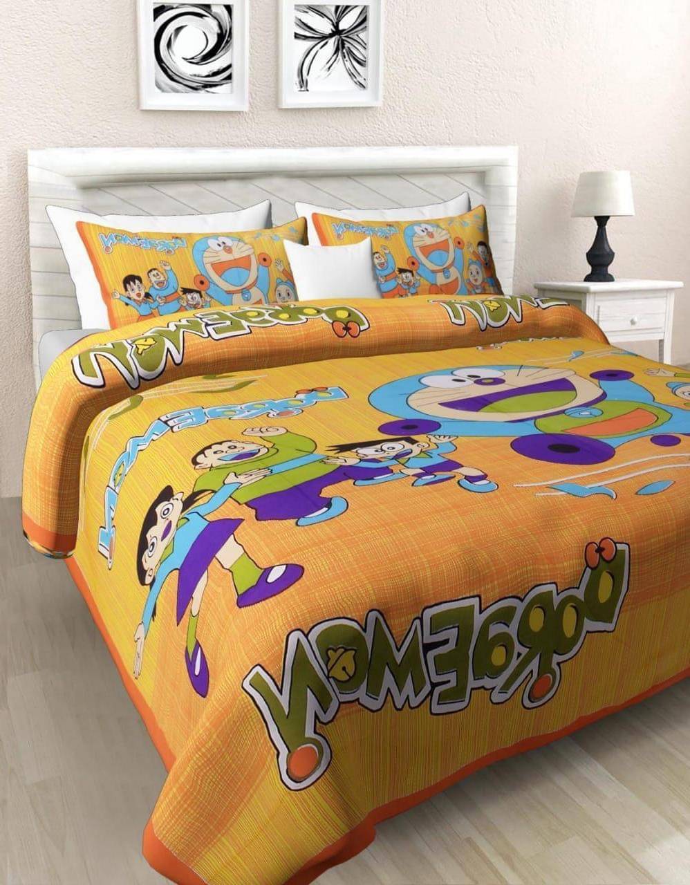     			PETROSOLY Cotton 1 Double Queen Bedsheet with 2 Pillow Covers ( Yellow )